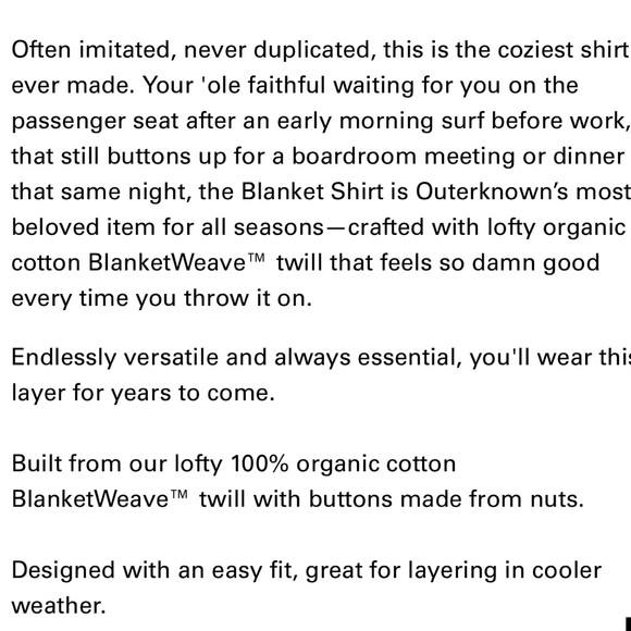 Outerknown Blanket Shirt XL New - Picture 10 of 13